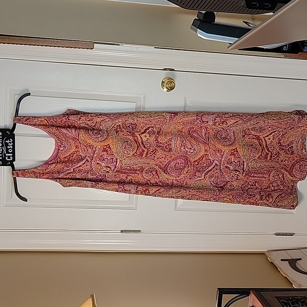 JH Collectibles Dress Sleeveless Maxi 12 Paisley Pink Orange